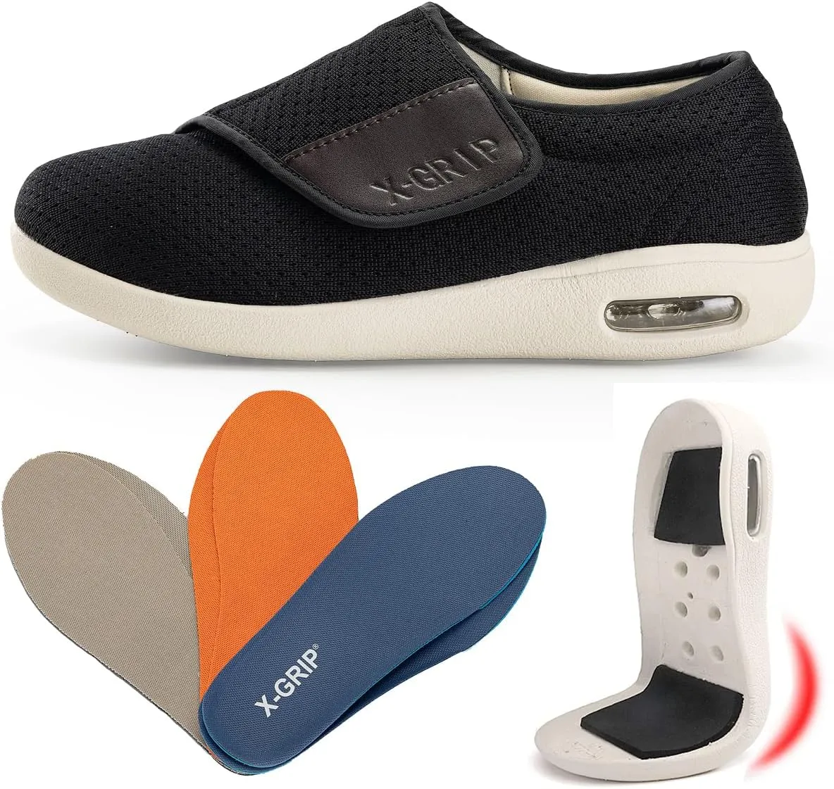 Men's Wide Width Diabetic Shoes Adjustable Closure for Arthritis Swollen Edema Plantar Fasciitis Swollen Feet Walking Shoes