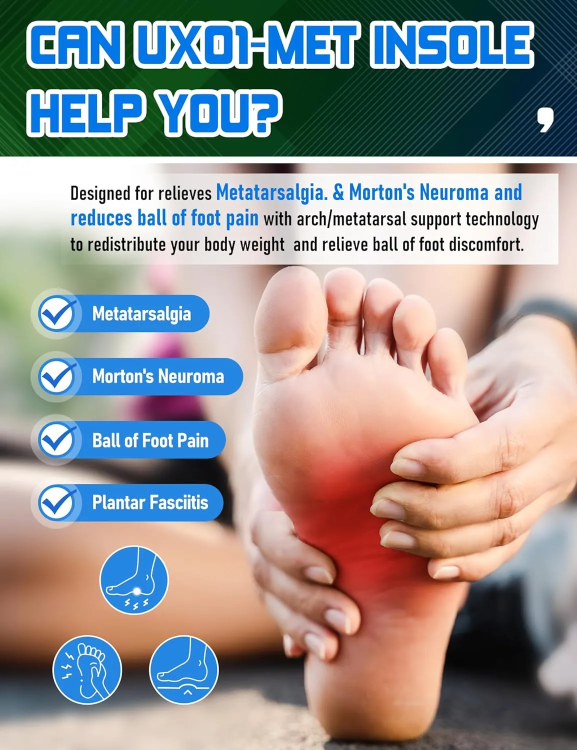 Metatarsalgia Insoles with Metatarsal Pads, Plantar Fasciitis Orthotic Metatarsal Arch Support Inserts, Comfort Casual Everyday Insoles for Morton's Neuroma,Ball of Foot Pain Relief-C