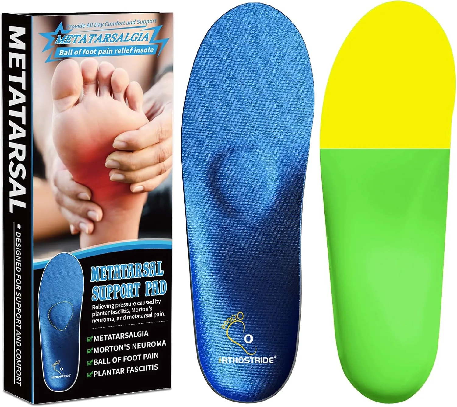 Metatarsalgia Insoles with Metatarsal Pads, Plantar Fasciitis Orthotic Metatarsal Arch Support Inserts, Comfort Casual Everyday Insoles for Morton's Neuroma,Ball of Foot Pain Relief-F