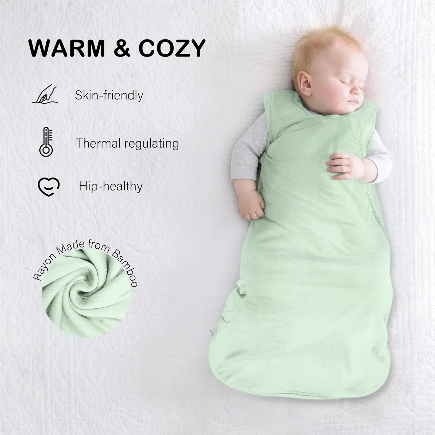 MEXXI Sleep Sack 1.0 TOG, Rayon Made from Bamboo Sleep Sack, Ultra Soft Wearable Blanket for Baby with 2-Way Zippers