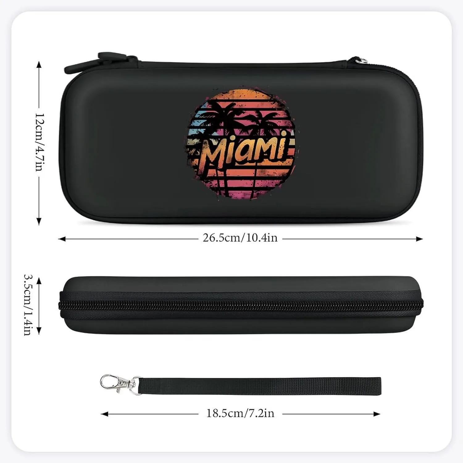 Miami Sunset Hard Shell Travel Case with Rope 15 Game Card Pockets Compatible with Switch Protective