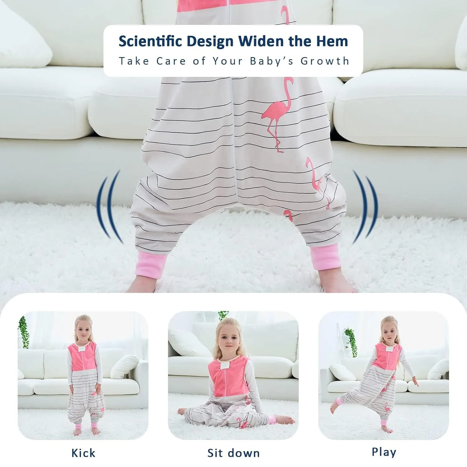 MICHLEY Toddler Sleeping Sack with Feet Newborn Infant Sleeveless Sleeping Bag 2-Way Zipper Baby Wearable Blanket for Walkers,Pink Bird,3-5T