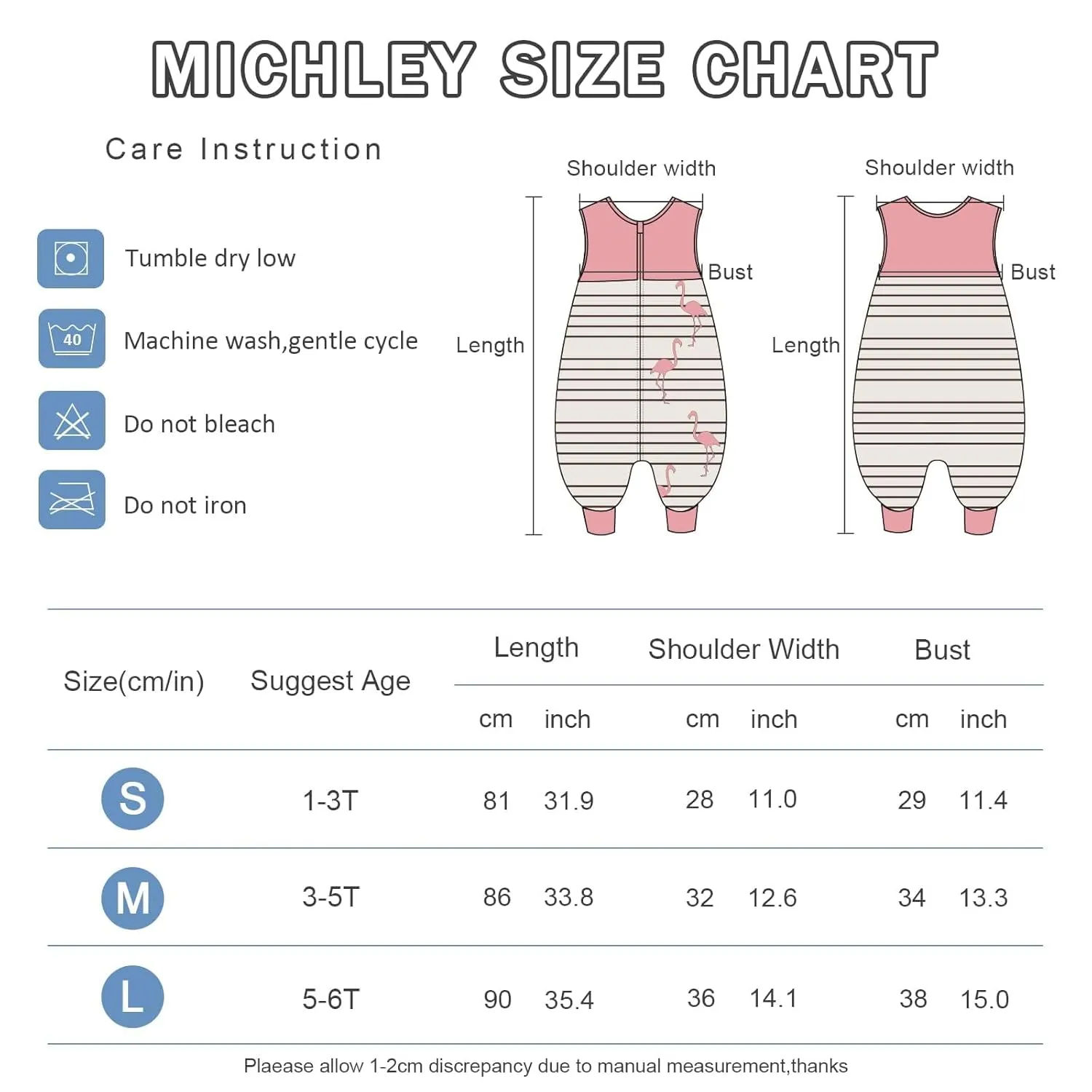 MICHLEY Toddler Sleeping Sack with Feet Newborn Infant Sleeveless Sleeping Bag 2-Way Zipper Baby Wearable Blanket for Walkers,Pink Bird,3-5T