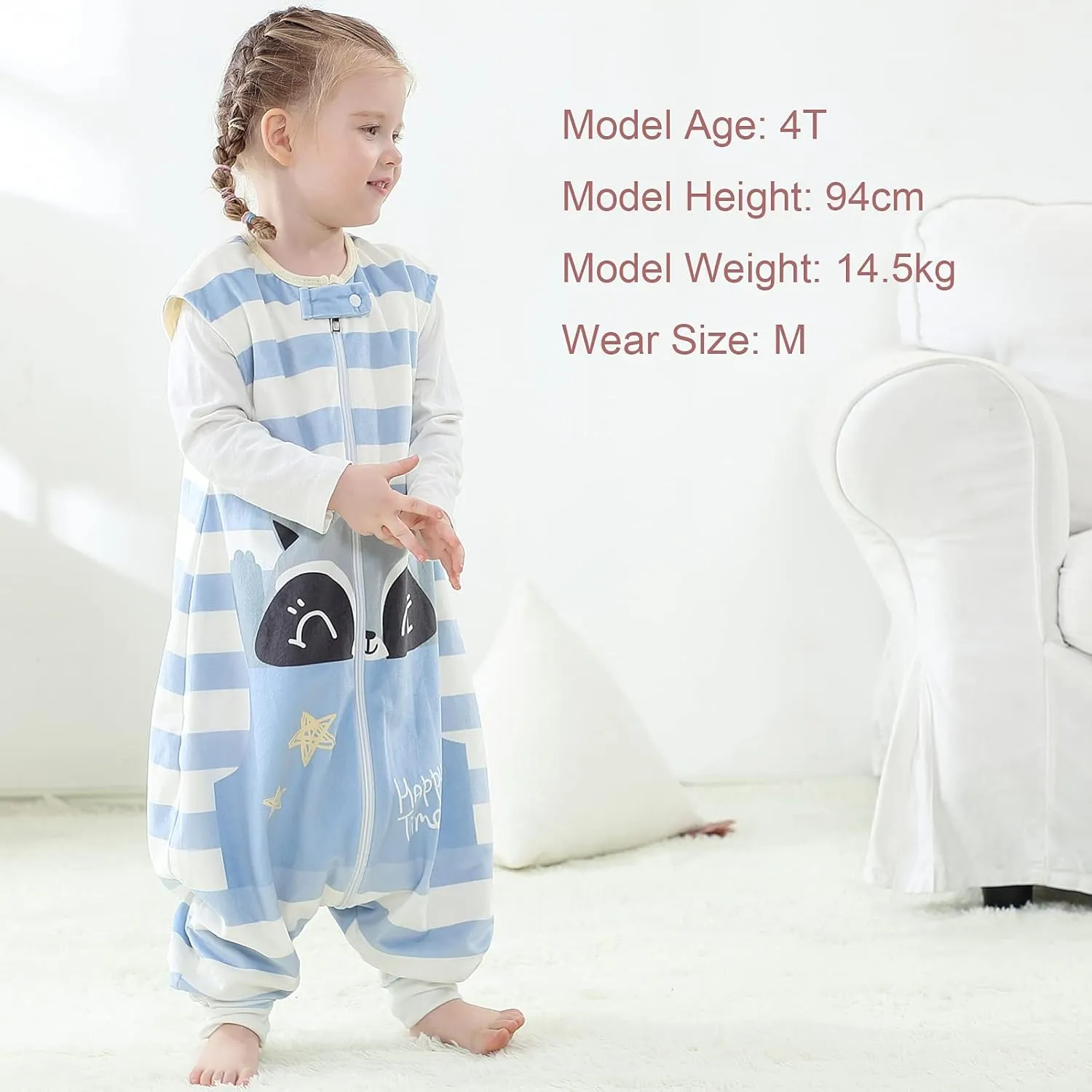 MICHLEY Unisex Baby Wearable Blanket Autumn Winter Toddler Sleeveless Sleeping Bag with Feet,Huanxiong,1-3T