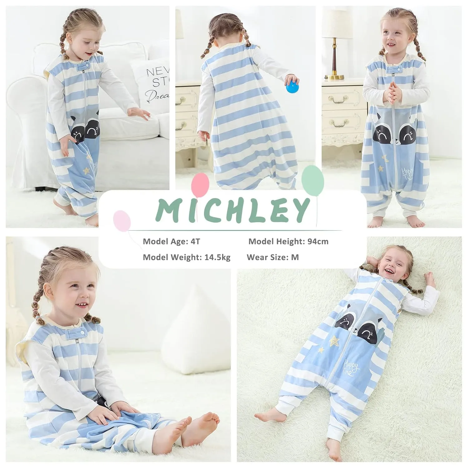 MICHLEY Unisex Baby Wearable Blanket Autumn Winter Toddler Sleeveless Sleeping Bag with Feet,Huanxiong,1-3T