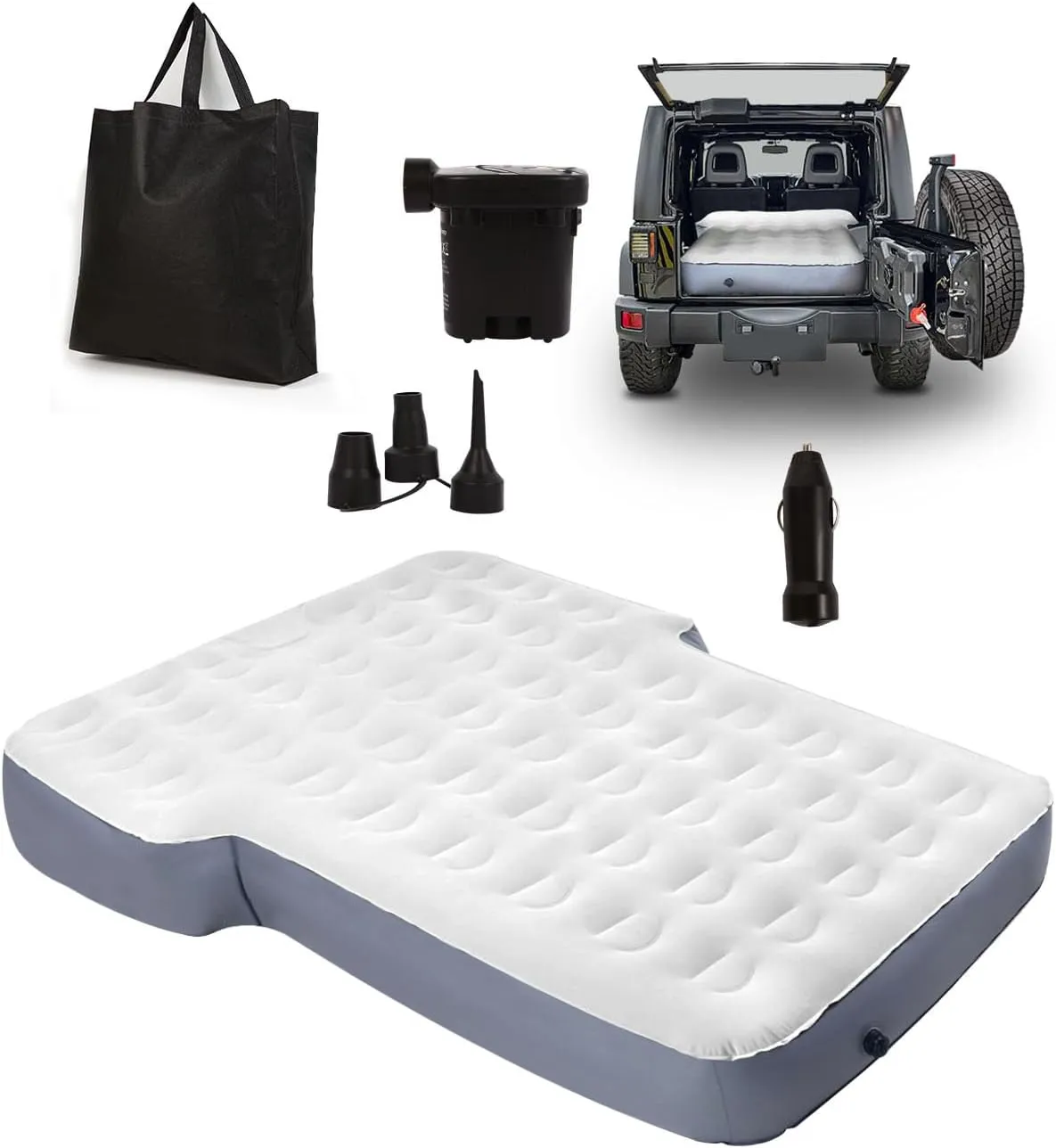 MIROZO Air Mattress Camping Bed 10inch Ultra Thick for SUV, Air Mattress for Jeep JK JL JKU JLU Unlimited 4 Door Ford Bronco 2021 2022 Subaru Forester 1998-2023 Toyota 4runner（Grey）
