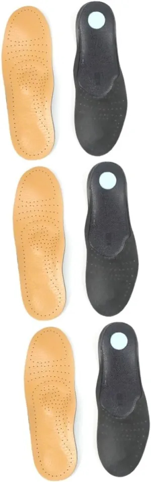 Mobestech 3 Pairs Elasticity and Cold Resistance Leather Insoles Sports Arch Support for Walking Shoes Size 45-46