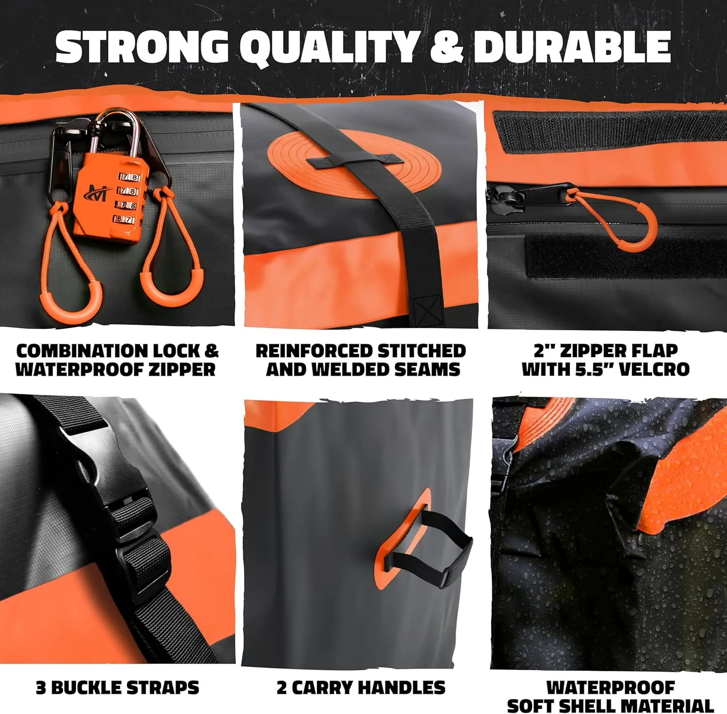 Mockins 30 Cu.Ft. Trailer Hitch Cargo Carrier Bag | 60"x24"x36" Waterproof Cargo Bag for Hitch Carrier & 6 Packing Cubes 29"x23"x12" | Soft-Shell Waterproof Luggage Bag for Truck Bed w/Straps & Lock