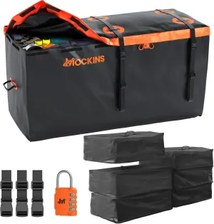 Mockins 30 Cu.Ft. Trailer Hitch Cargo Carrier Bag | 60"x24"x36" Waterproof Cargo Bag for Hitch Carrier & 6 Packing Cubes 29"x23"x12" | Soft-Shell Waterproof Luggage Bag for Truck Bed w/Straps & Lock