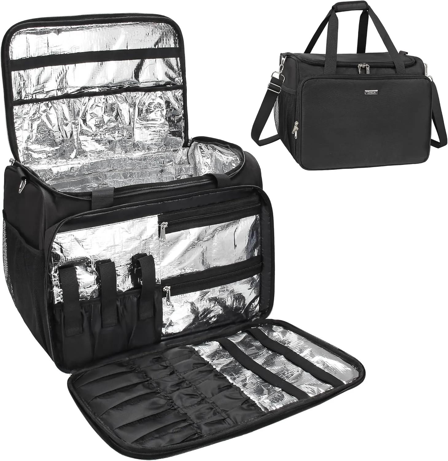 MONSTINA Professional Hairdressing Bag,Hairstylist Travel Bag,Cosmetics Beauty Hairdresser Bag with Shoulder Strap,Hair Makeup Salon Organizer Bag for Barber Insulation Material