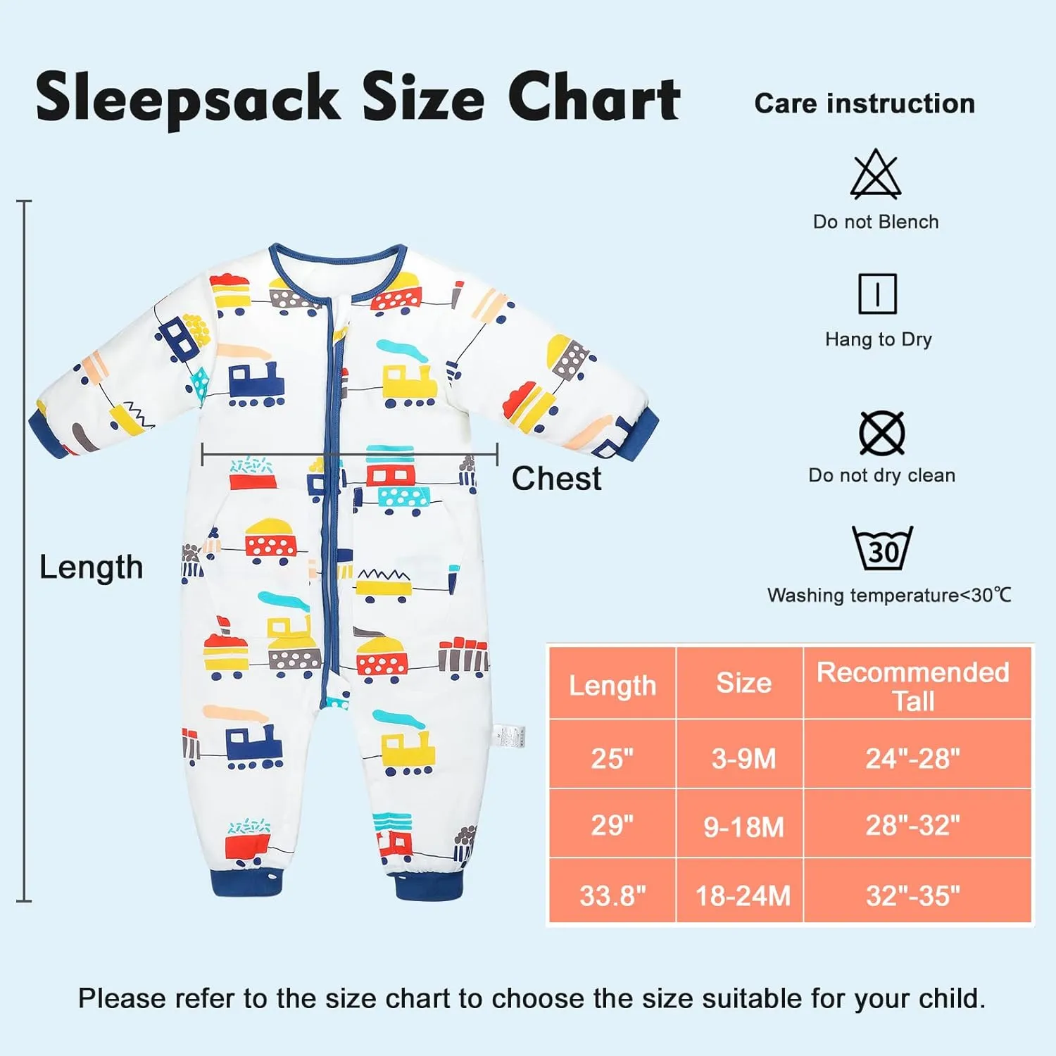 MooMoo Baby Sleep Sack with Feet 2.5 Tog Toddler Sleeping Sack for Winter Warm Wearable Blanket for Baby Cotton