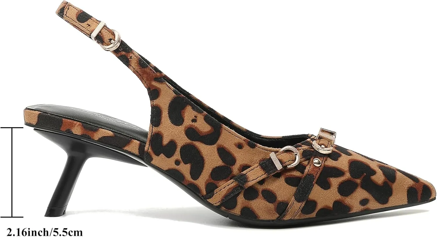 Mostrin Kitten Heels for Women Pointed Toe Pumps Patent Leather Low Heel Slingback Heels with Buckle Dress Shoes for Dating Party Working