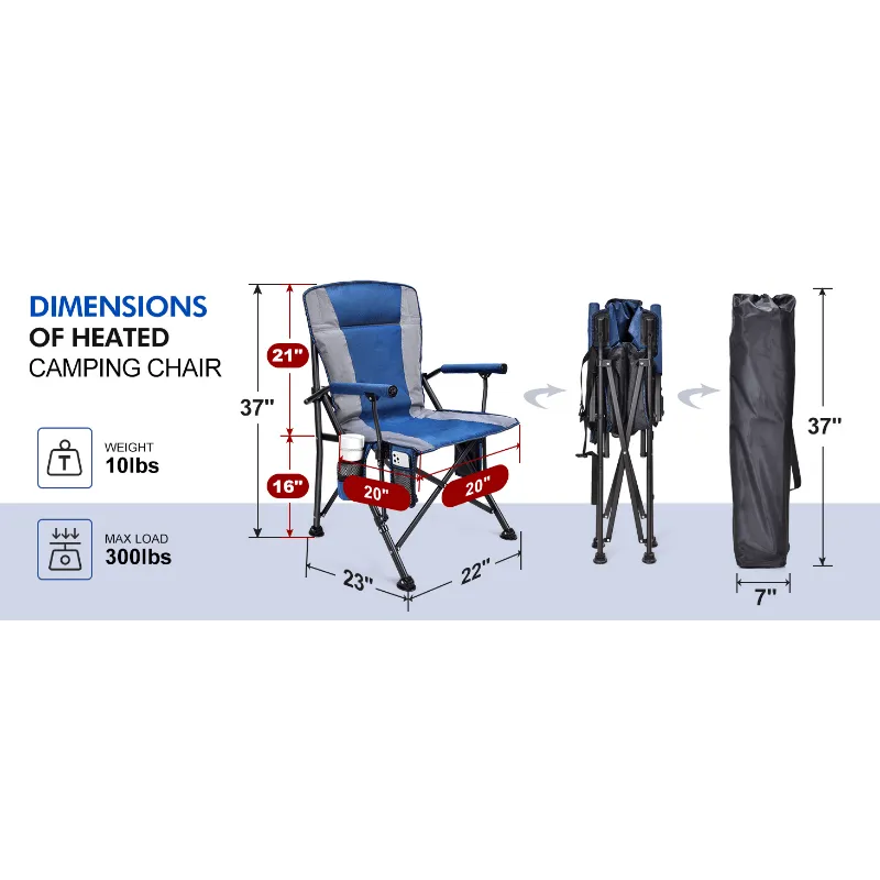 Mpow Heated camping chair Blue