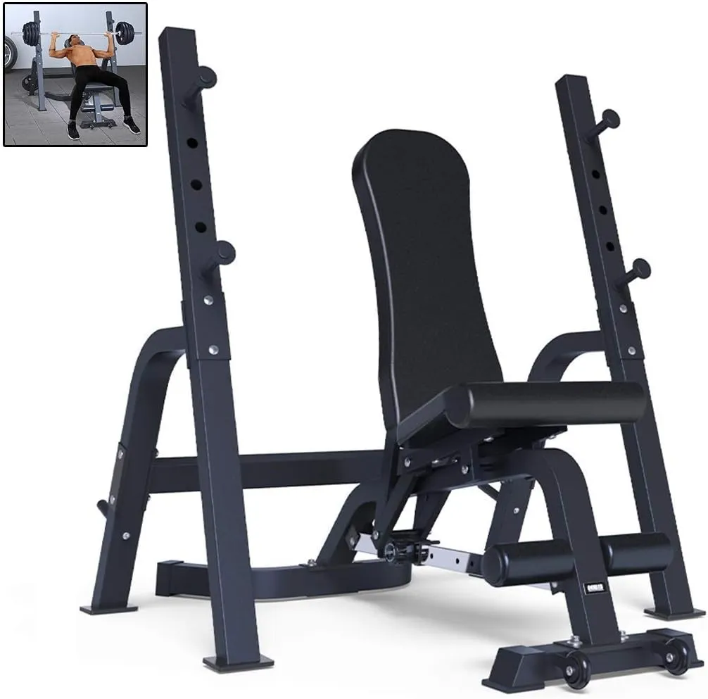 Multifunction barbell Rocker bed Squat bench Rack for home use Dumbbell stool Fitness chair Fitness equipment Squat press bench Black Dimensions