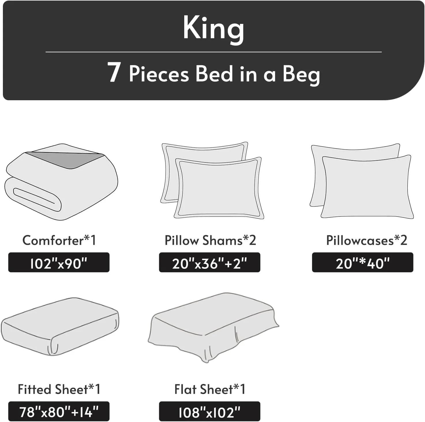 MUXHOMO 7 Pieces King Comforter Set, Reversible Bed in a Bag King Size, All Season Bedding Set with Comforter, Flat Sheet, Fitted Sheet, Pillowcases & Shams, Dark Green & Light Green