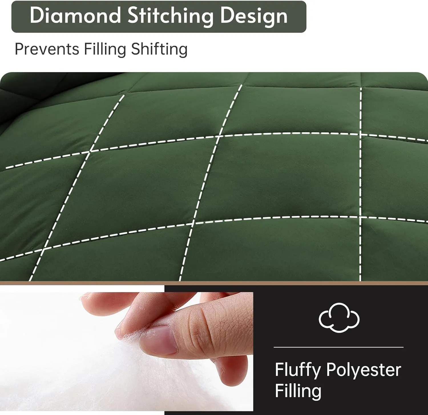 MUXHOMO 7 Pieces King Comforter Set, Reversible Bed in a Bag King Size, All Season Bedding Set with Comforter, Flat Sheet, Fitted Sheet, Pillowcases & Shams, Dark Green & Light Green