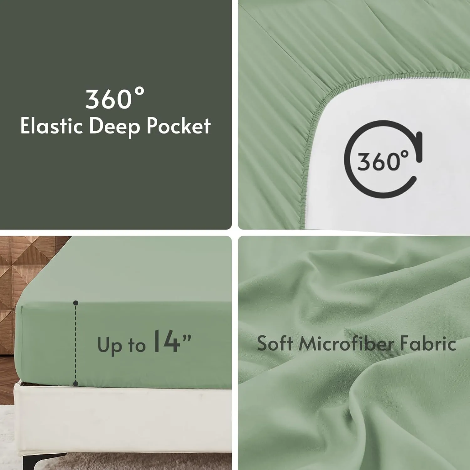 MUXHOMO 7 Pieces King Comforter Set, Reversible Bed in a Bag King Size, All Season Bedding Set with Comforter, Flat Sheet, Fitted Sheet, Pillowcases & Shams, Dark Green & Light Green