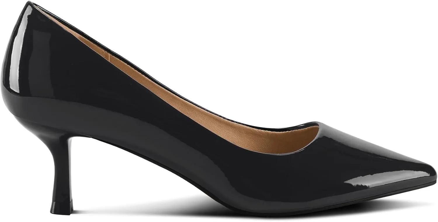 mysoft Kitten Heels for Women Low Heel Pumps 2 Inch Closed Toe Wedding Dress Shoes