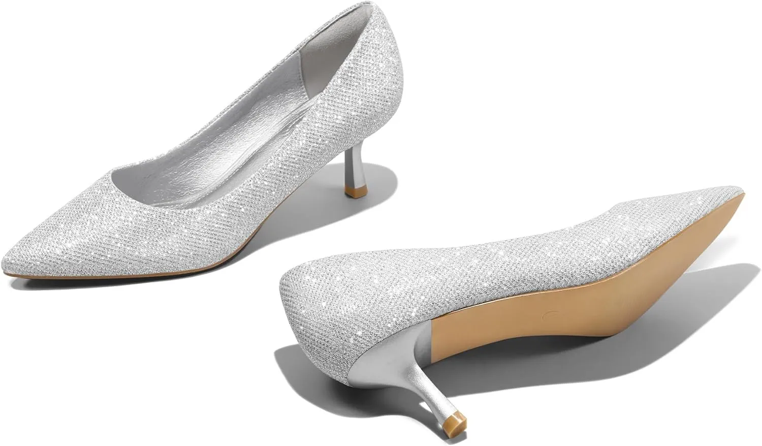 mysoft Kitten Heels for Women Low Heel Pumps 2 Inch Closed Toe Wedding Dress Shoes