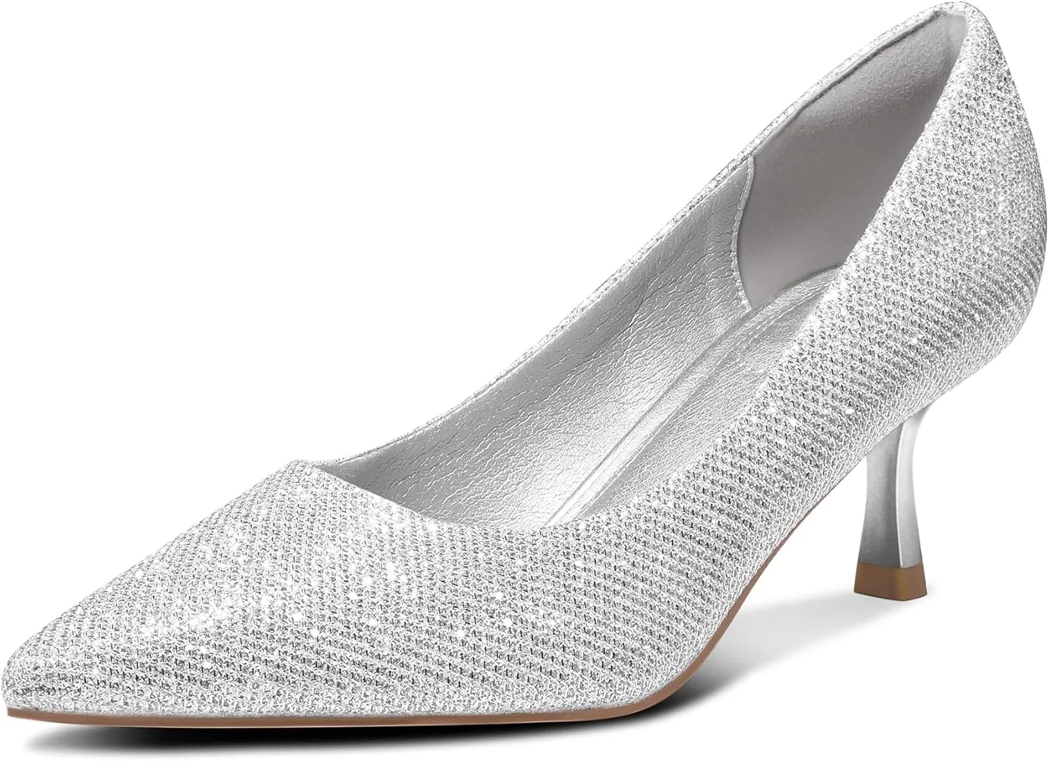 mysoft Kitten Heels for Women Low Heel Pumps 2 Inch Closed Toe Wedding Dress Shoes