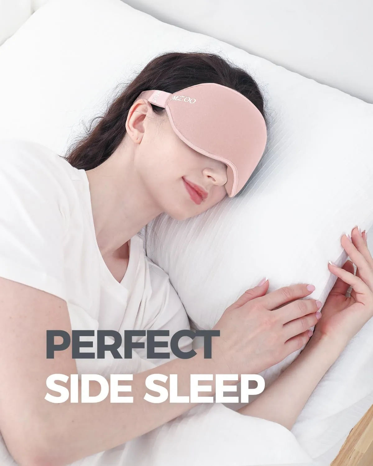MZOO Luxury Pink Sleep Mask for Back and Side Sleeper, Completely Block Out Light Sleeping Eye Mask for Women Men, Zero Eye Pressure 3D Contoured Night Blindfold, Breathable & Soft Eye Shade Cover