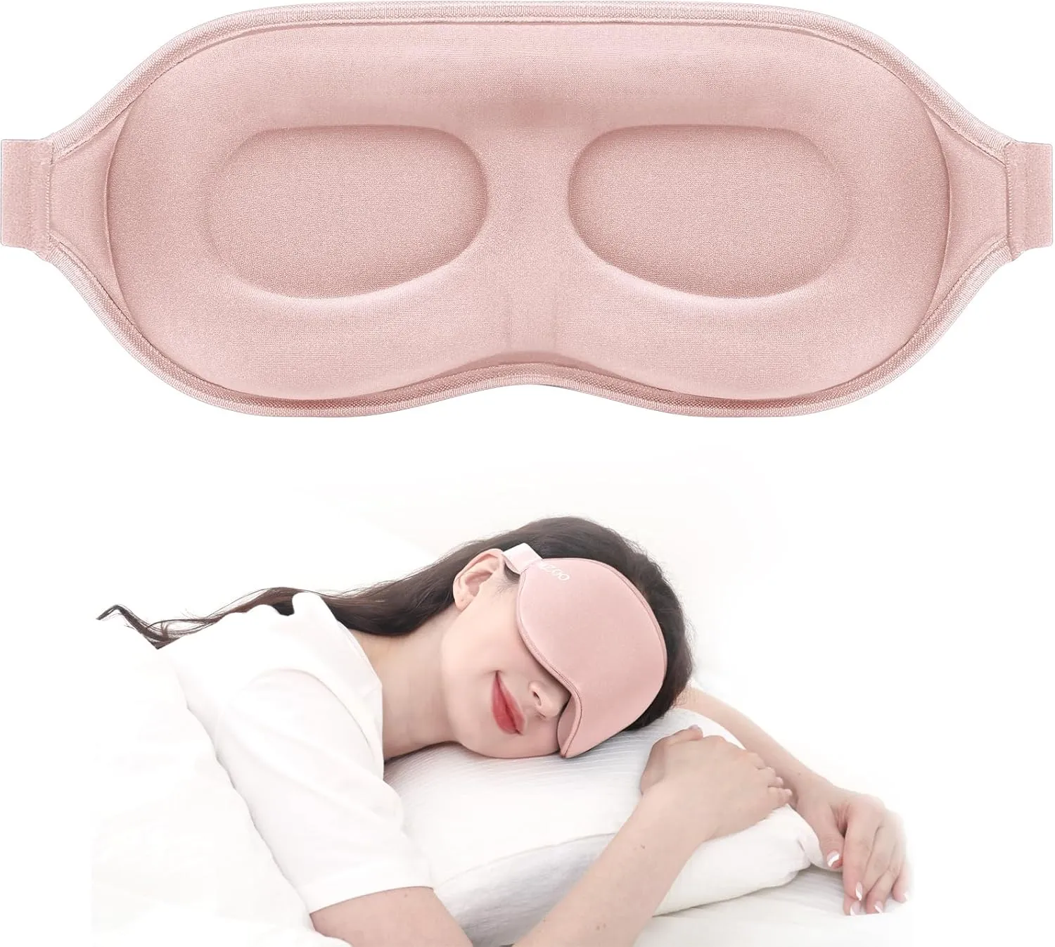 MZOO Luxury Pink Sleep Mask for Back and Side Sleeper, Completely Block Out Light Sleeping Eye Mask for Women Men, Zero Eye Pressure 3D Contoured Night Blindfold, Breathable & Soft Eye Shade Cover