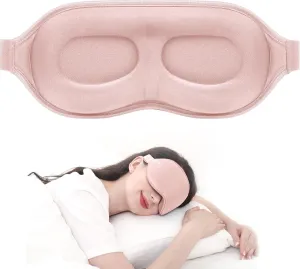 MZOO Luxury Pink Sleep Mask for Back and Side Sleeper, Completely Block Out Light Sleeping Eye Mask for Women Men, Zero Eye Pressure 3D Contoured Night Blindfold, Breathable & Soft Eye Shade Cover