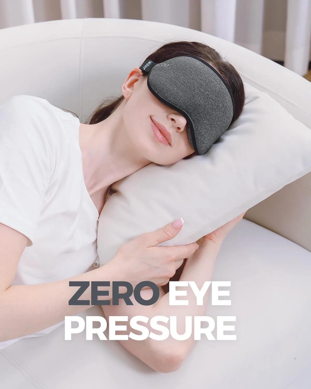 MZOO Luxury Sleep Mask for Back and Side Sleeper, Completely Block Out Light Sleeping Eye Mask for Women Men, Zero Pressure 3D Contoured Night Blindfold, Breathable & Soft Eye Shade Cover