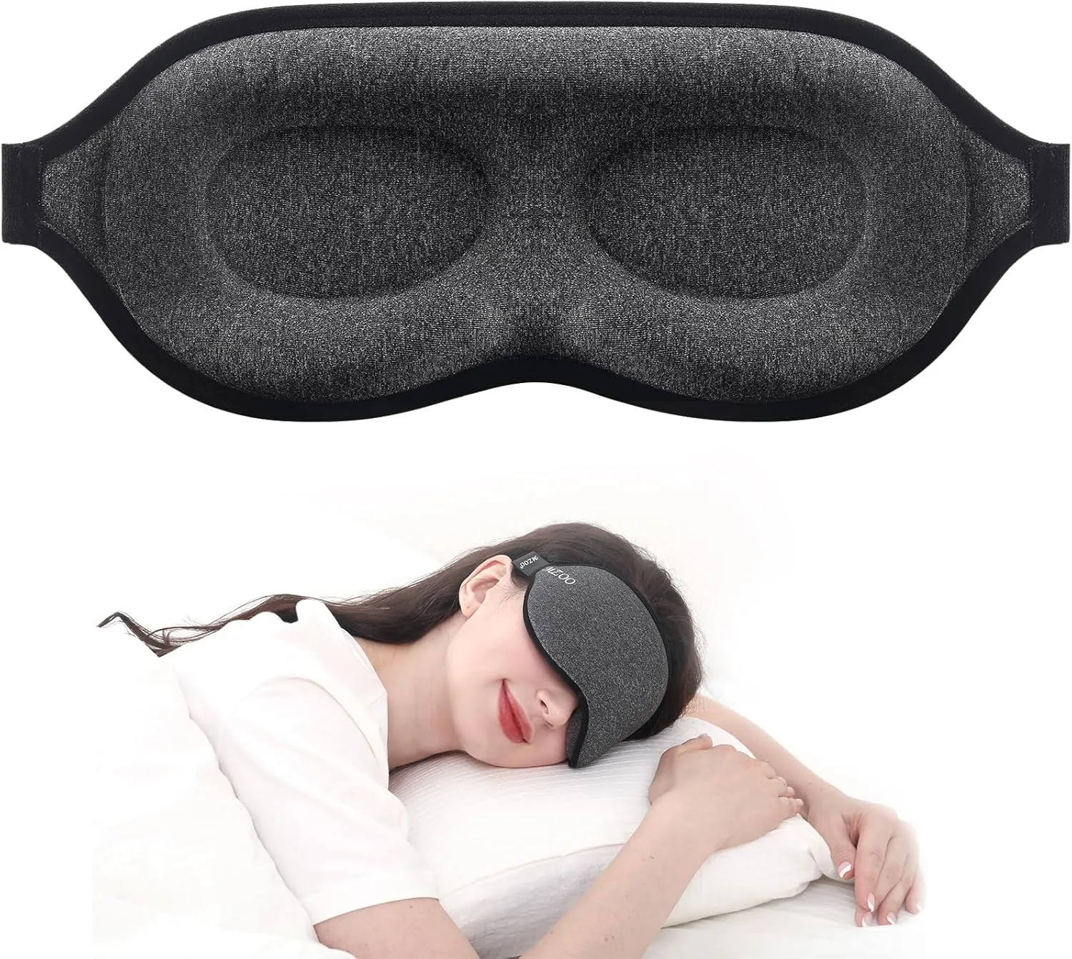 MZOO Luxury Sleep Mask for Back and Side Sleeper, Completely Block Out Light Sleeping Eye Mask for Women Men, Zero Pressure 3D Contoured Night Blindfold, Breathable & Soft Eye Shade Cover