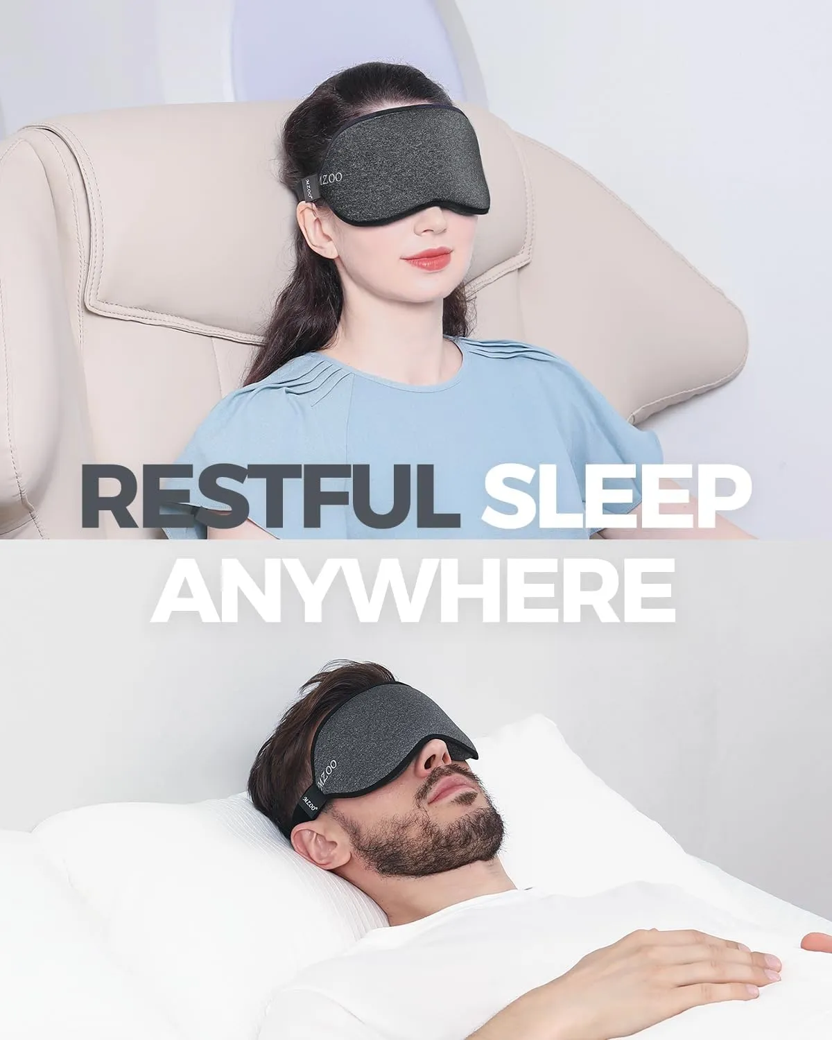 MZOO Luxury Sleep Mask for Back and Side Sleeper, Completely Block Out Light Sleeping Eye Mask for Women Men, Zero Pressure 3D Contoured Night Blindfold, Breathable & Soft Eye Shade Cover