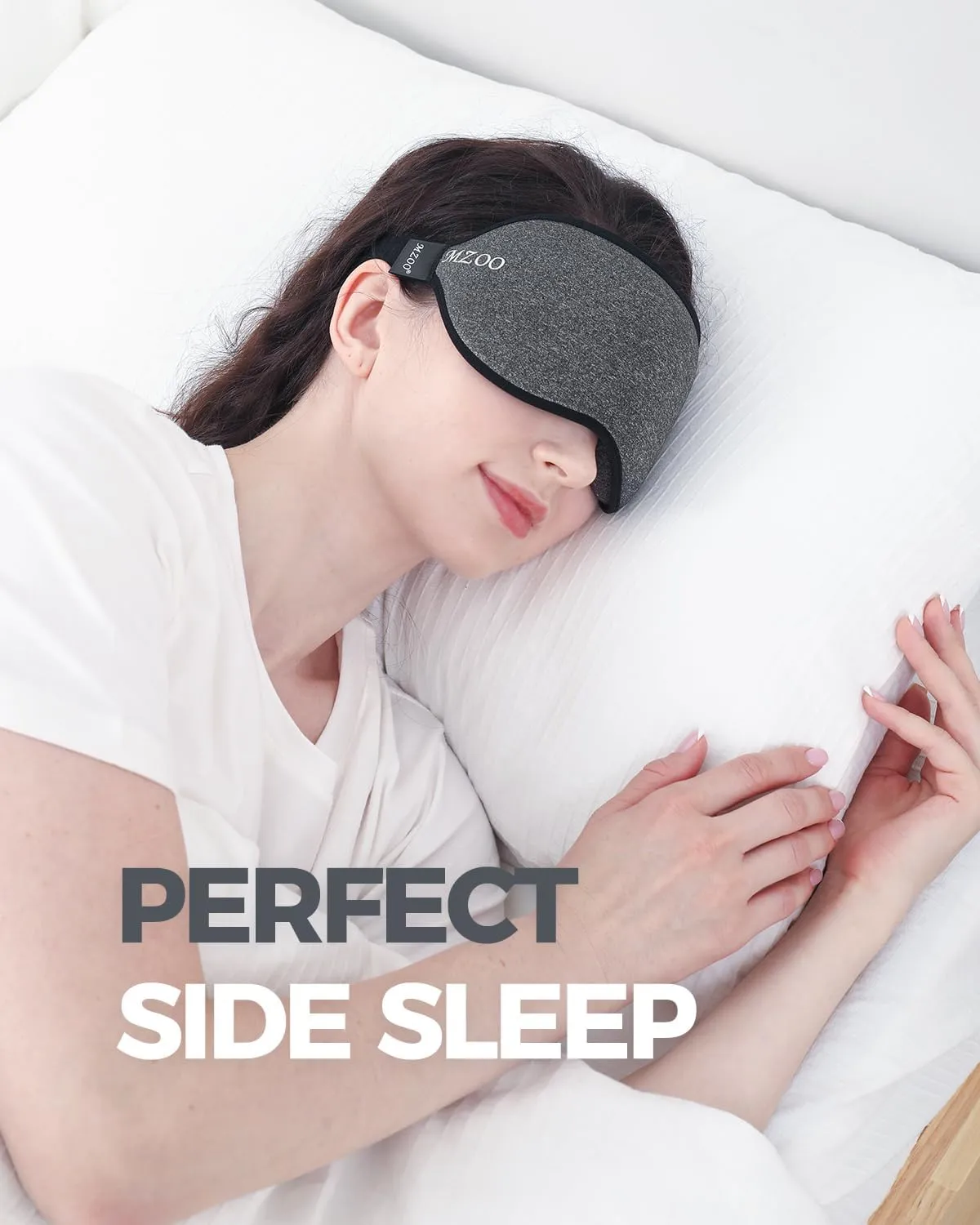 MZOO Luxury Sleep Mask for Back and Side Sleeper, Completely Block Out Light Sleeping Eye Mask for Women Men, Zero Pressure 3D Contoured Night Blindfold, Breathable & Soft Eye Shade Cover
