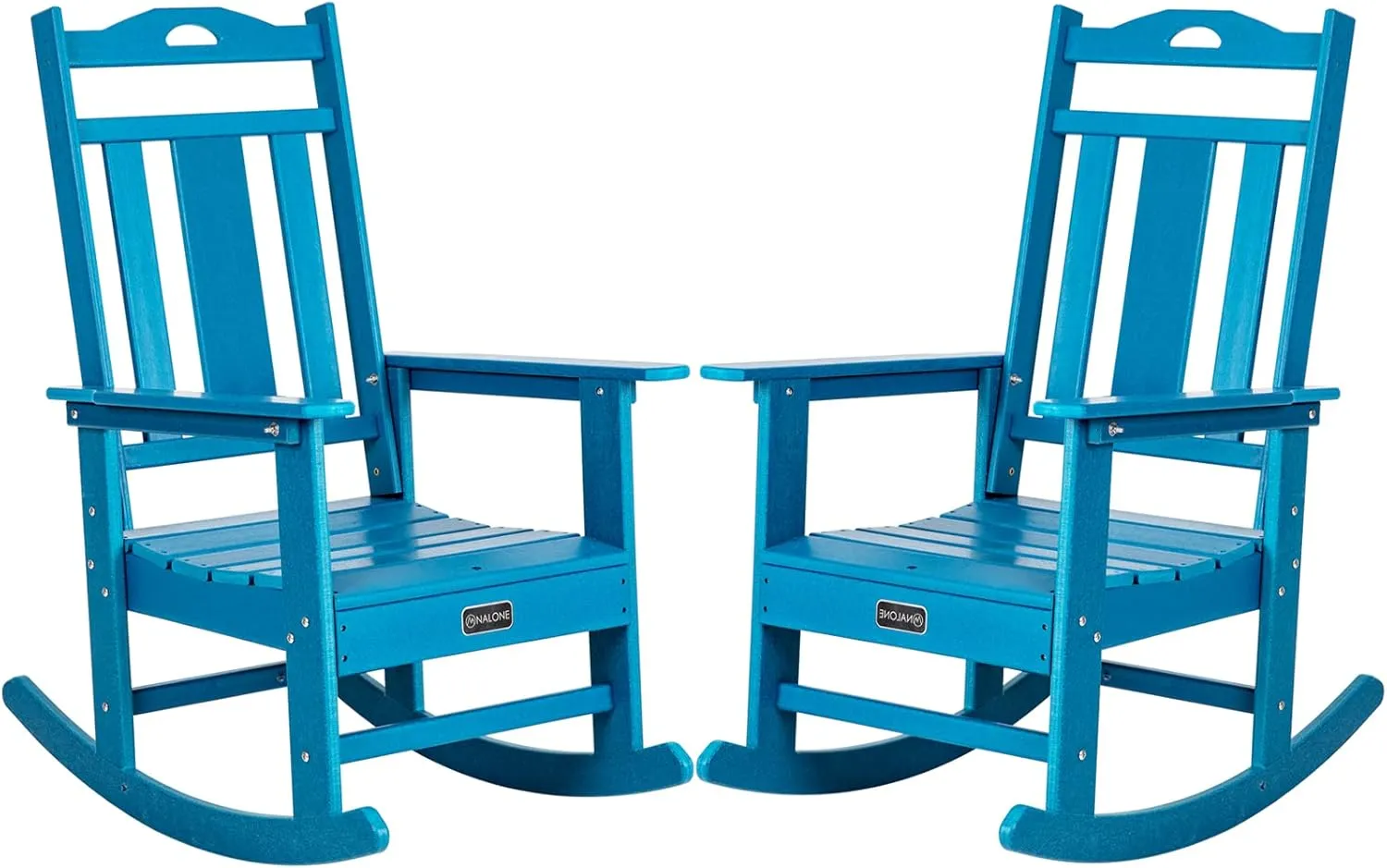 nalone Outdoor Rocking Chairs Set of 2, Oversized Porch Rocker Chair for Adult, All-Weather Resistant Patio Rocking Chair for Garden Lawn (Blue)