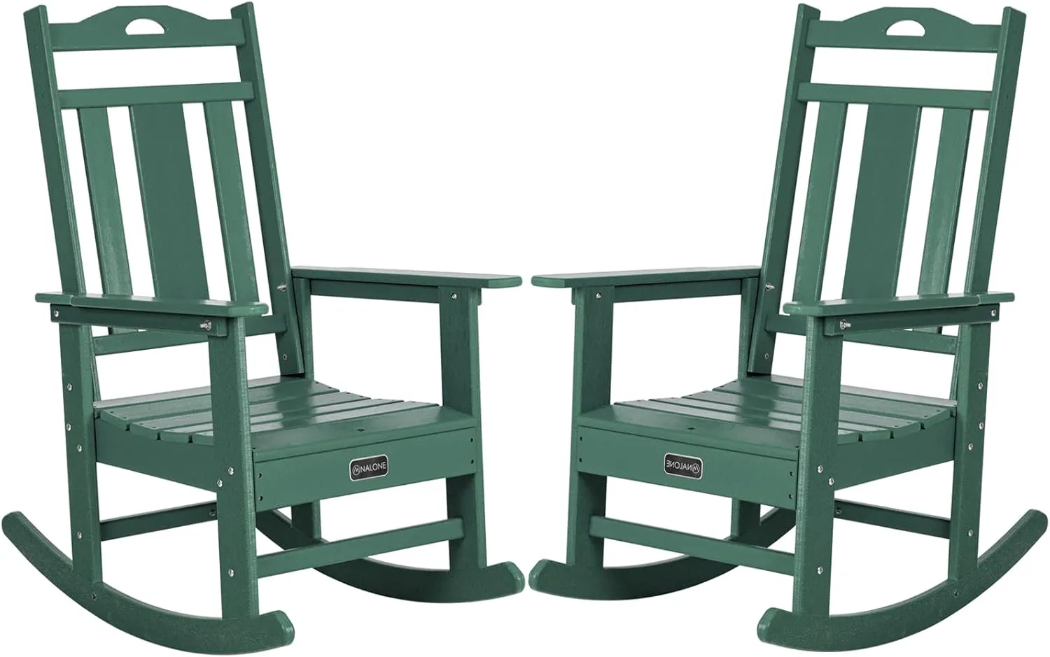 nalone Outdoor Rocking Chairs Set of 2, Oversized Porch Rocker Chair for Adult, All-Weather Resistant Patio Rocking Chair for Garden Lawn(Green)