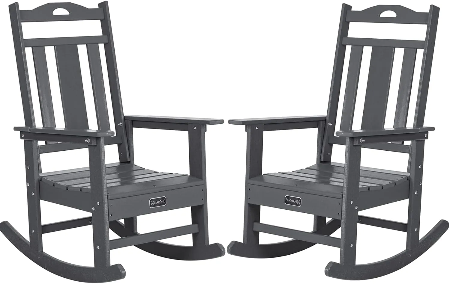 nalone Outdoor Rocking Chairs Set of 2, Oversized Porch Rocker Chair for Adult, All-Weather Resistant Patio Rocking Chair for Garden Lawn(Grey)