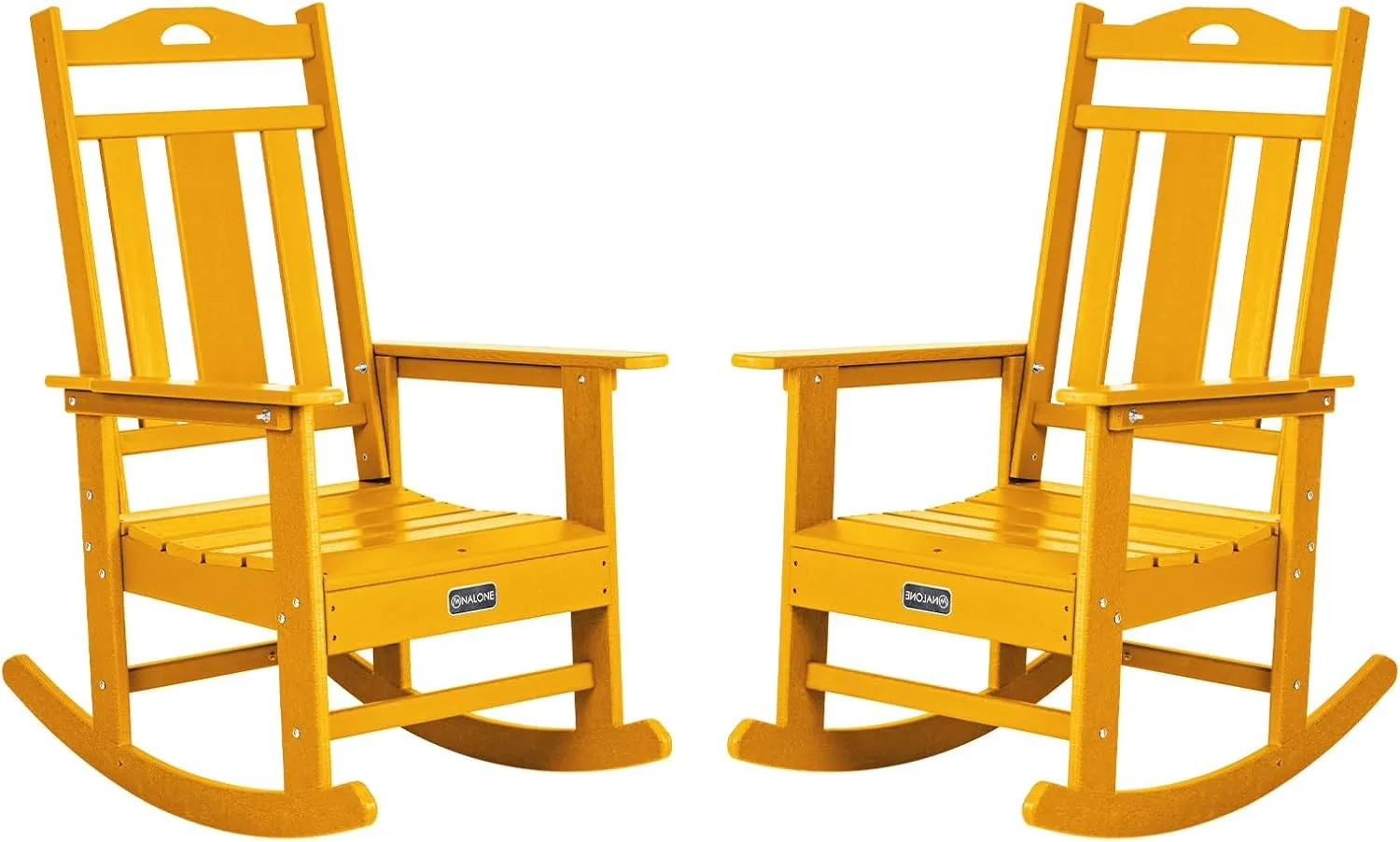 nalone Outdoor Rocking Chairs Set of 2, Oversized Porch Rocker Chair for Adult, All-Weather Resistant Patio Rocking Chair for Garden Lawn(Orange)
