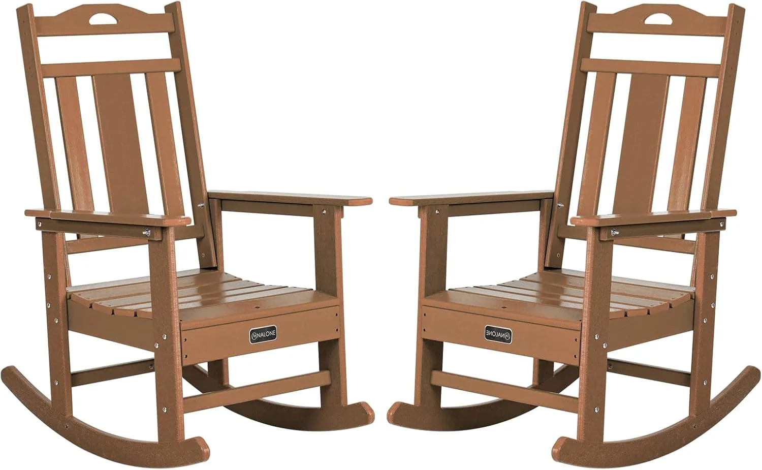 nalone Outdoor Rocking Chairs Set of 2, Oversized Porch Rocker Chair for Adult, All-Weather Resistant Patio Rocking Chair for Garden Lawn(Teak)