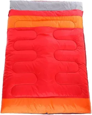 New Practical Double Sleeping Bag for Adults, Couples & Lovers, Outdoor Camping, Travel & Warm Weather, with Anti-Snag Zipper & Adjustable Hood