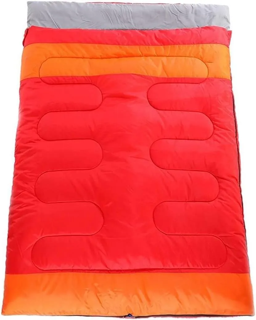 New Practical Double Sleeping Bag for Adults, Couples & Lovers, Outdoor Camping, Travel & Warm Weather, with Anti-Snag Zipper & Adjustable Hood