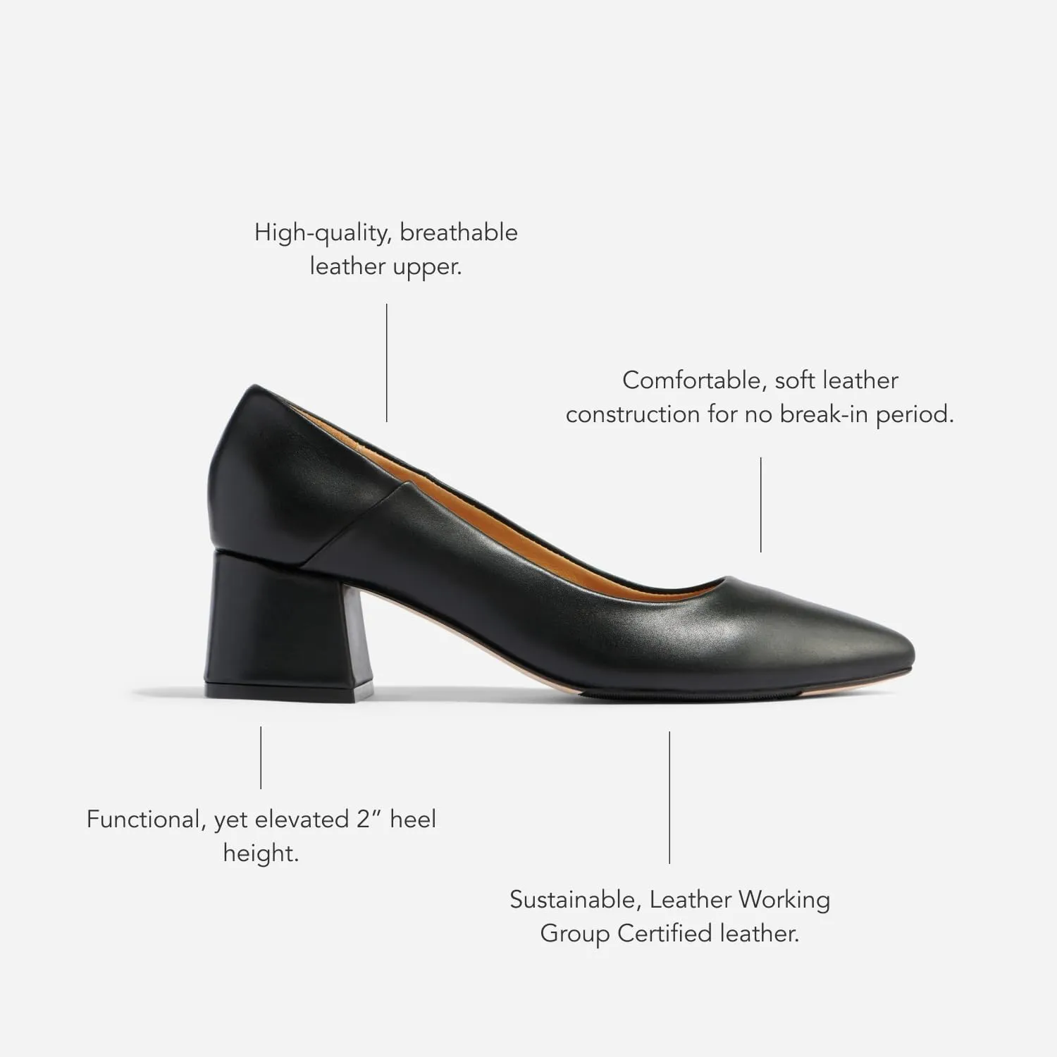 Nisolo Women's Fiorela Go-to Heels, from Dressy Casual to Any Occasions, 2" Heel Height, Soft & Breathable Leather Construction, Cushioned Memory Foam Insoles for Comfort, True to Size