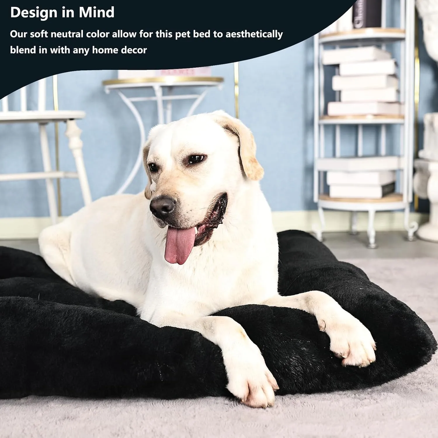 nononfish Dog Crate Pad 42x28 for Large Dog Washable,Pet Beds for Large Crate 48x30 fit Kennel with Anti-Slip Bottom,Extra Soft XL Bed Thick for Older Doggi Sleeping Mat,Black