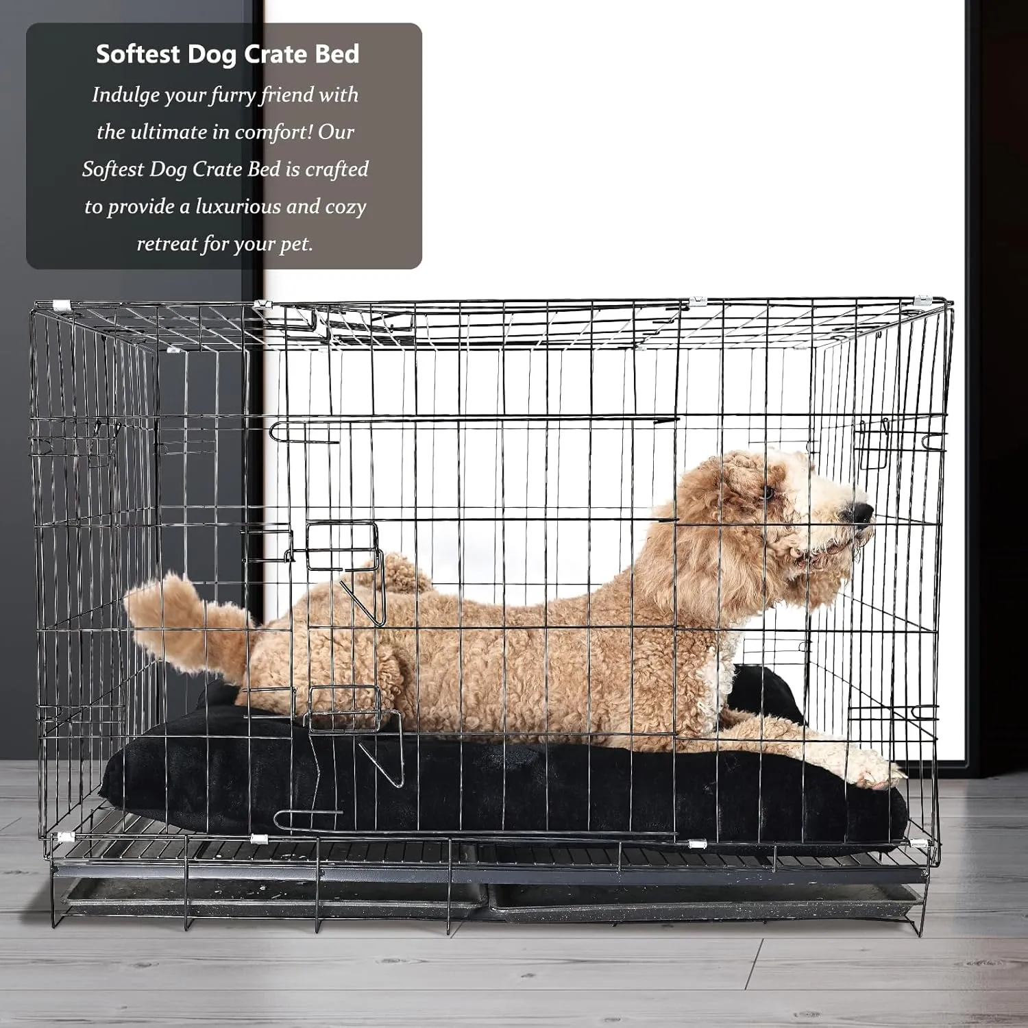 nononfish Dog Crate Pad 42x28 for Large Dog Washable,Pet Beds for Large Crate 48x30 fit Kennel with Anti-Slip Bottom,Extra Soft XL Bed Thick for Older Doggi Sleeping Mat,Black