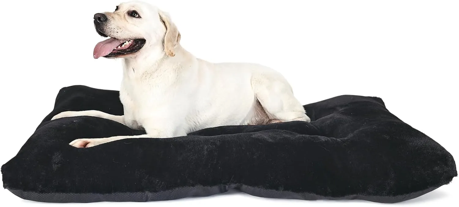 nononfish Dog Crate Pad 42x28 for Large Dog Washable,Pet Beds for Large Crate 48x30 fit Kennel with Anti-Slip Bottom,Extra Soft XL Bed Thick for Older Doggi Sleeping Mat,Black