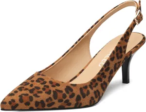 NUMALEO Slingback Heels for Women Pointed Close Toe Kitten Heels Patent Pumps Dress Party Comfy Stiletto 2.5 Inch Dress Shoes