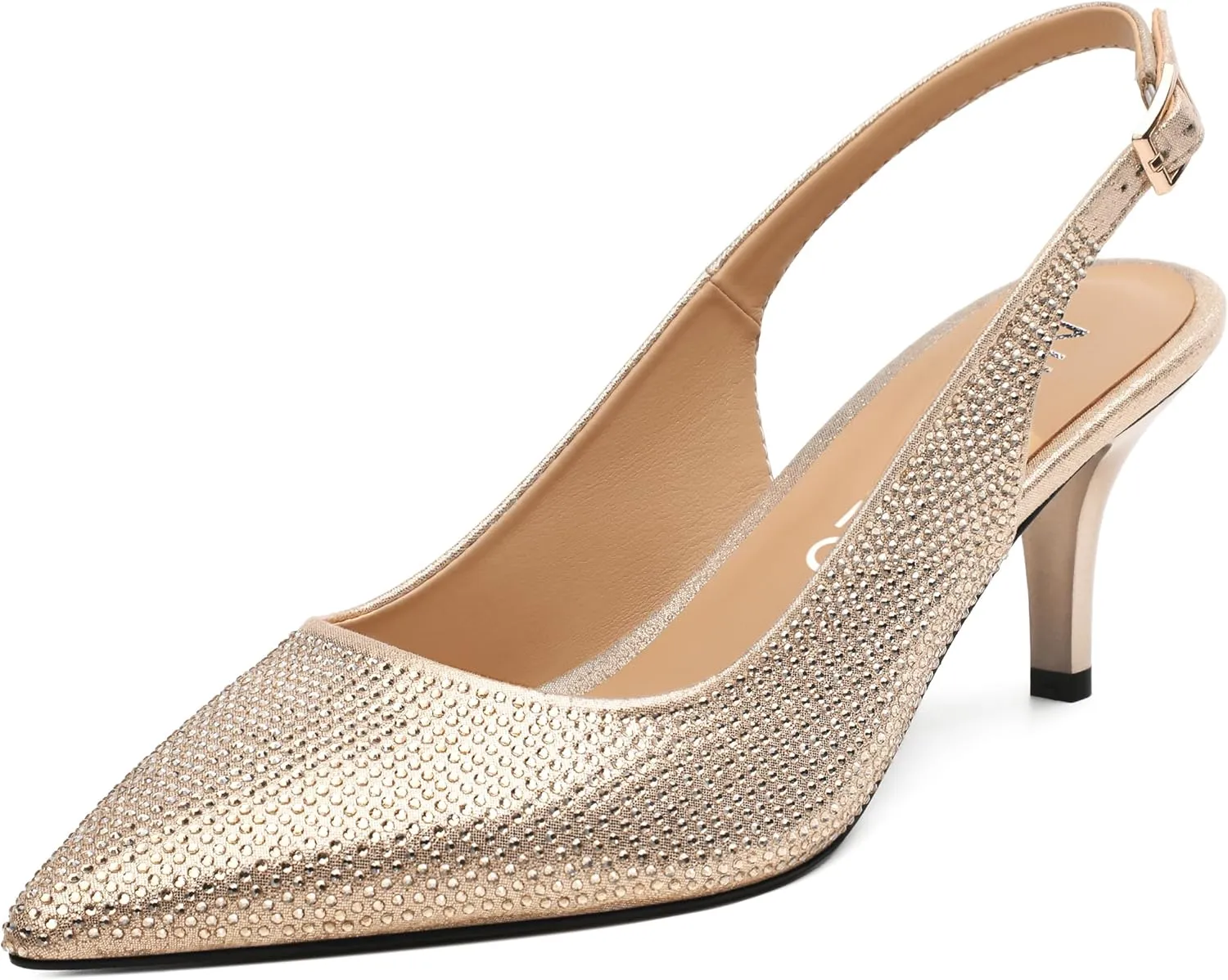 NUMALEO Slingback Heels for Women Pointed Close Toe Kitten Heels Patent Pumps Dress Party Comfy Stiletto 2.5 Inch Dress Shoes