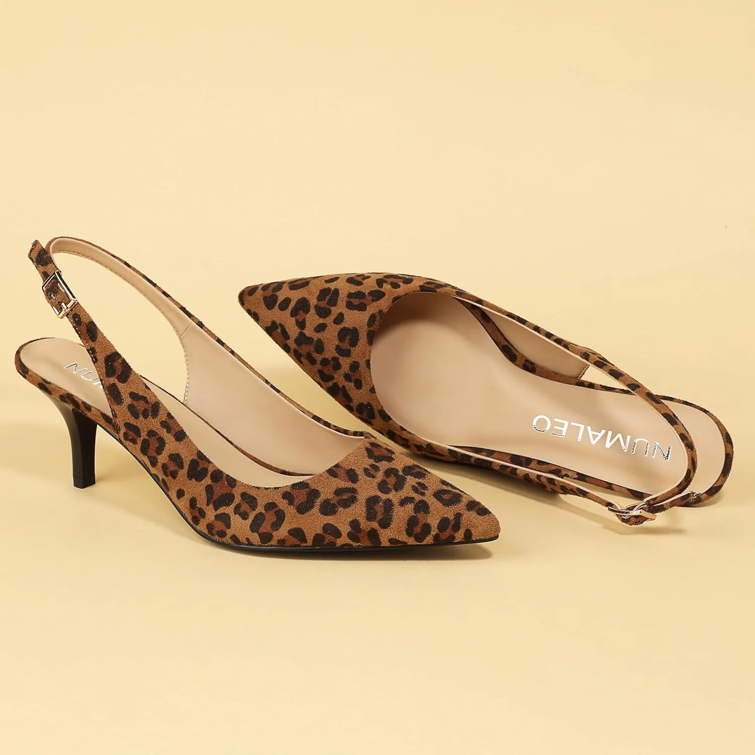 NUMALEO Slingback Heels for Women Pointed Close Toe Kitten Heels Patent Pumps Dress Party Comfy Stiletto 2.5 Inch Dress Shoes