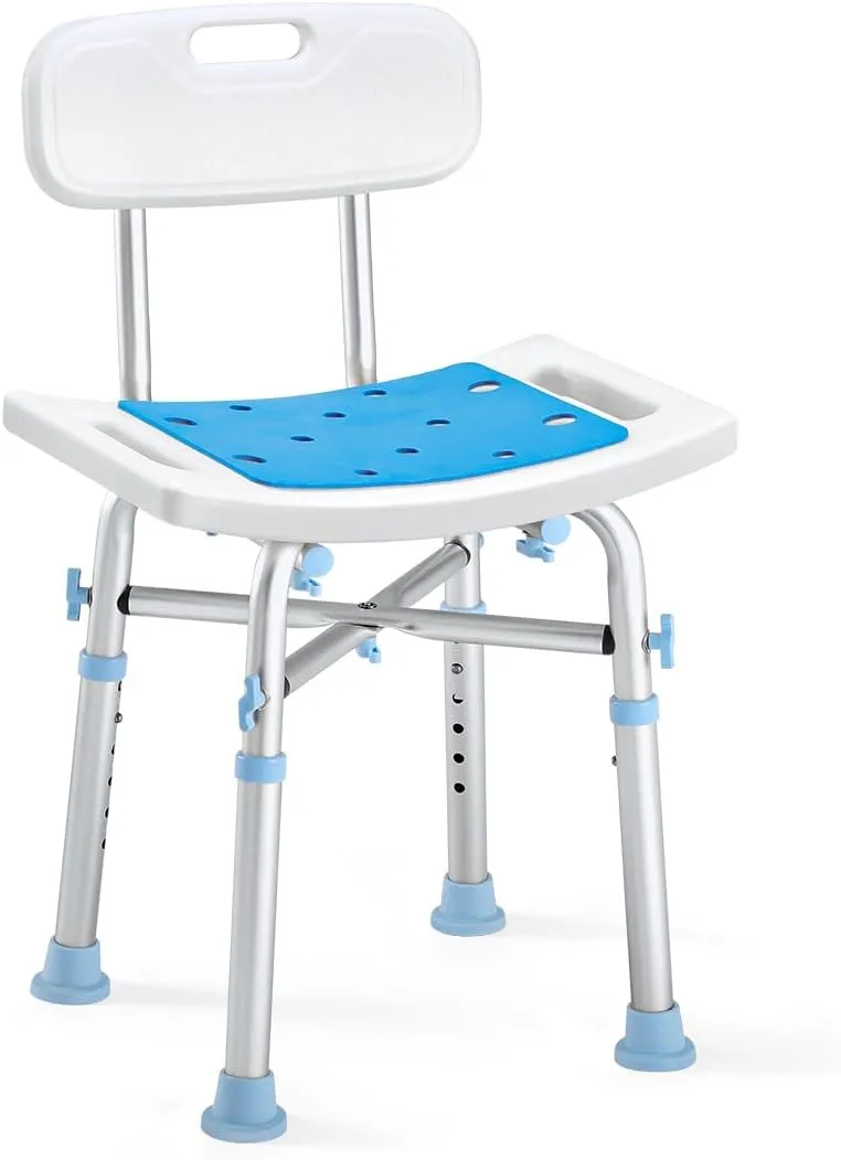 OasisSpace Heavy Duty Shower Chair with Back 500lb, EVA Padded Bath Seat with Height Adjustable Tube- Medical Tool Free Anti-Slip Shower Bench Bathtub Stool for Elderly, Senior, Handicap & Disabled
