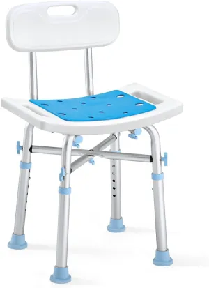 OasisSpace Heavy Duty Shower Chair with Back 500lb, EVA Padded Bath Seat with Height Adjustable Tube- Medical Tool Free Anti-Slip Shower Bench Bathtub Stool for Elderly, Senior, Handicap & Disabled
