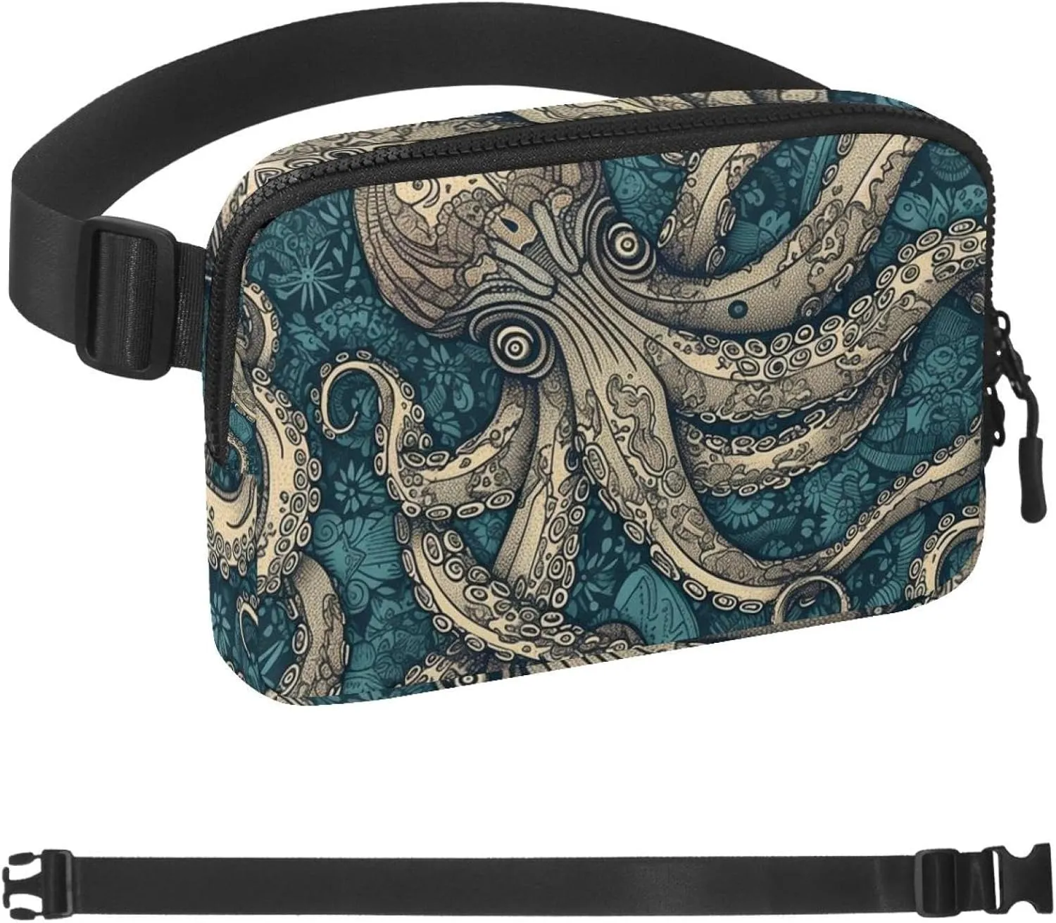 Octopus Art-1109 Belt Bag for Men and Women Fanny Pack,Belt Bag with Adjustable Strap,Fashion Crossbody Everywhere Belt Bag for Travel Outdoors Running Hiking, 1.5x9.0x5.9in/4x23x15cm