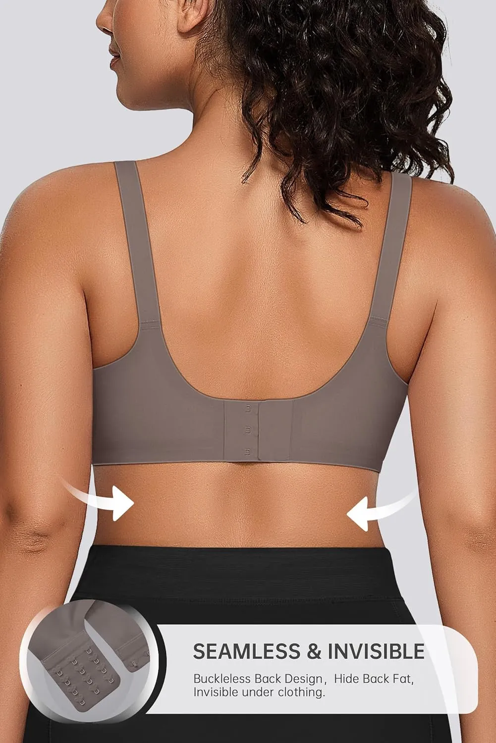 OEAK Womens Seamless Bras Comfortable Bra No Underwire Full Support Bralette Push Up Plus Size V Neck Sleeping Tshirt Bras