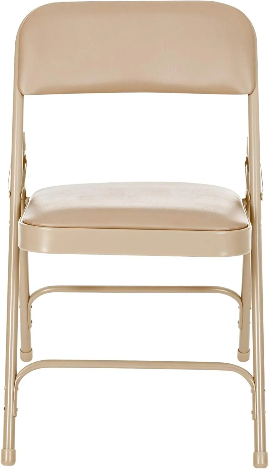 OEF Furnishings (4 Pack) Premium Vinyl Padded Folding Chairs, Beige - Ideal for Home, Office, or Events